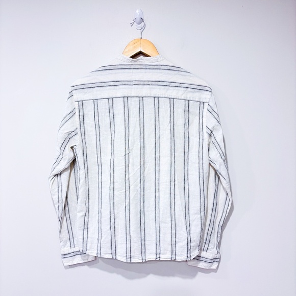 ZARA White and grey striped linen blouse - Picture 8 of 8